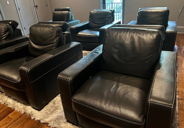 (6) Reclinable Leather Theatre Chairs 